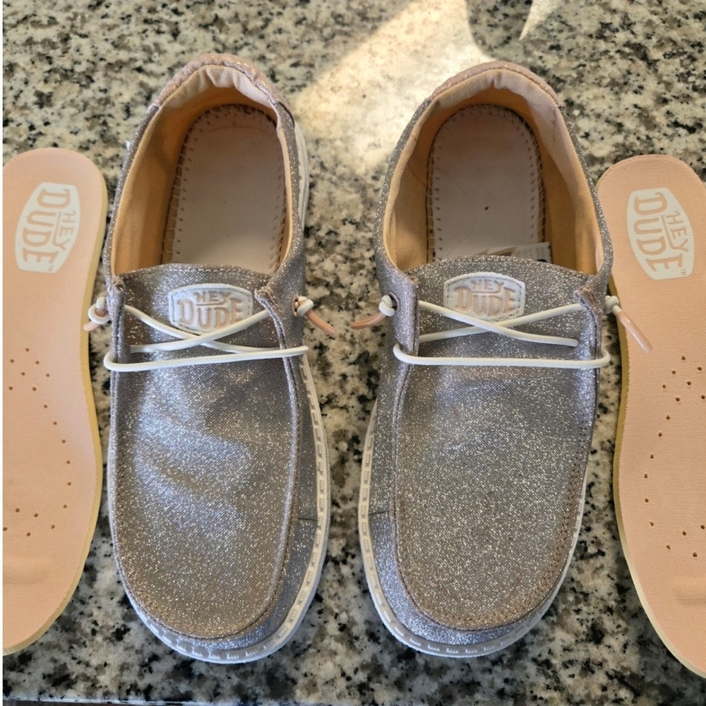 Hey Dude Silver Glitter Shoes